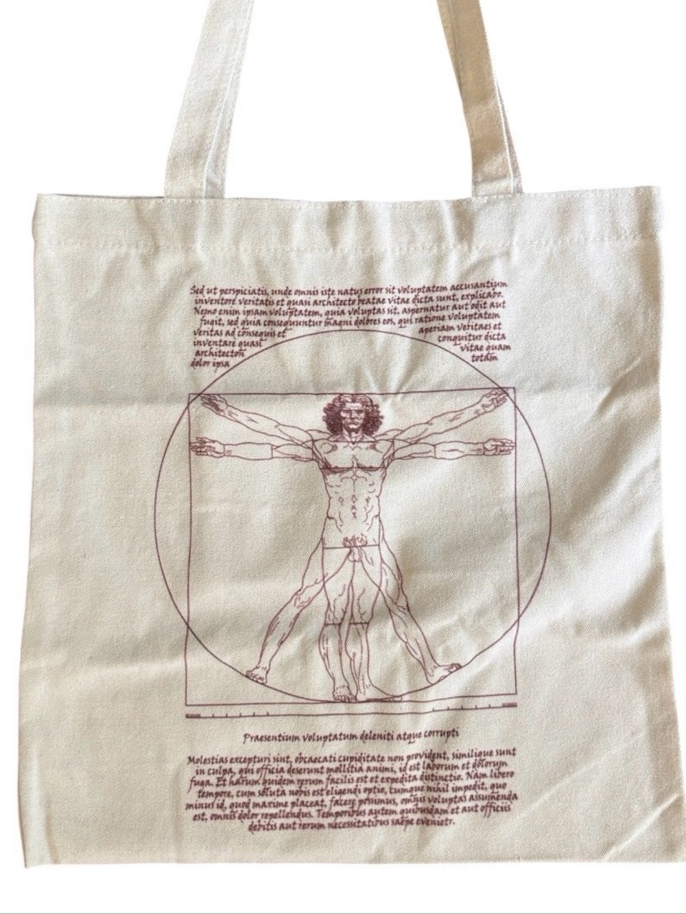 Leonardo da Vinci’s Vitruvian Man Canvas Tote Bag NWOT